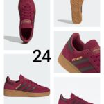 Tenis tipo retro, vino/burdeos con suela café, talla 24.