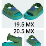 Chanclas color verde, tallas 19.5 y 20.5